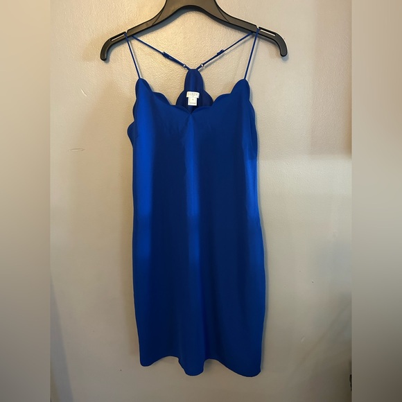 J. Crew Factory Dress - Royal Blue Scalloped Sleeveless Mini Length - Picture 2 of 10